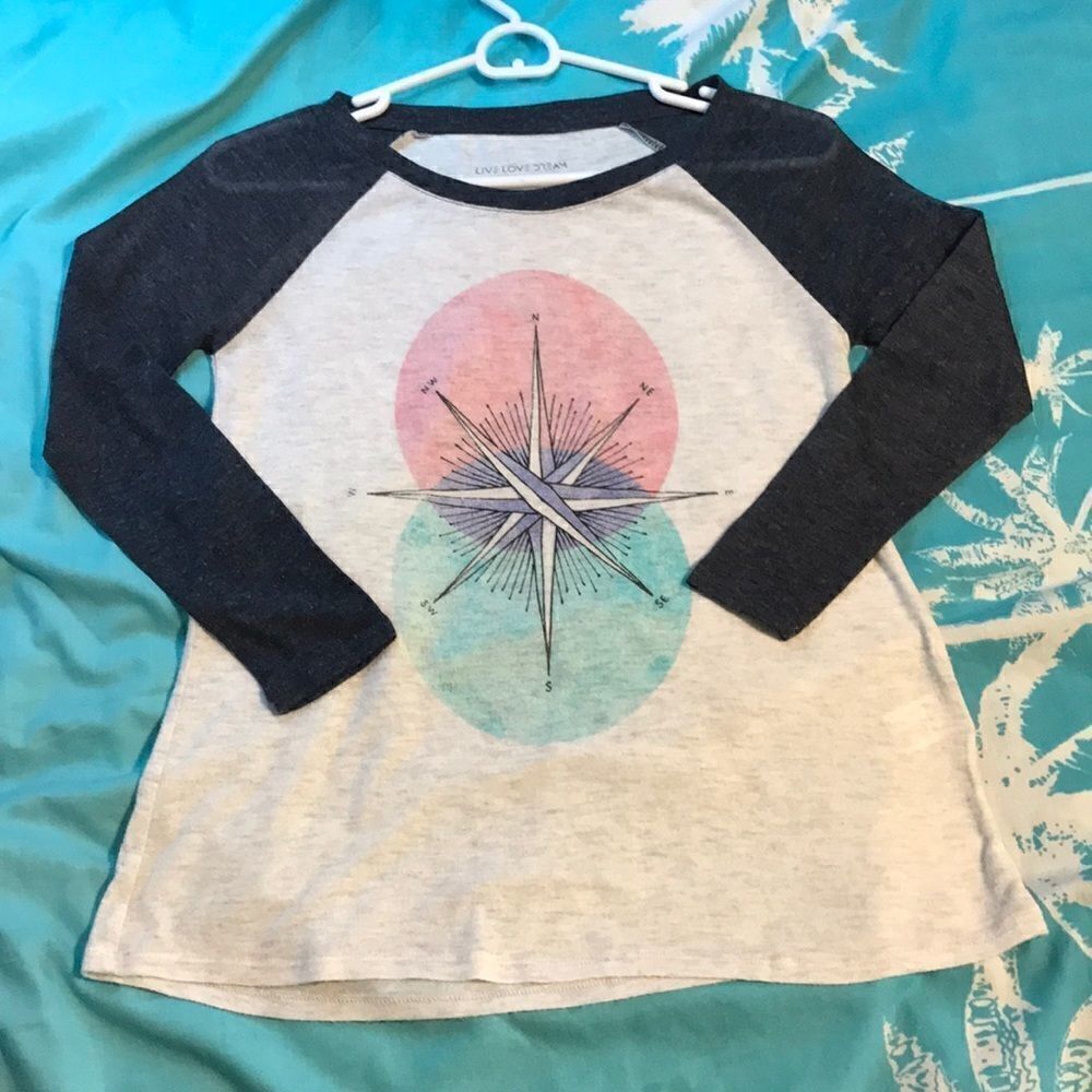 Sheer Raglan Compass Shirt Junior’s XS